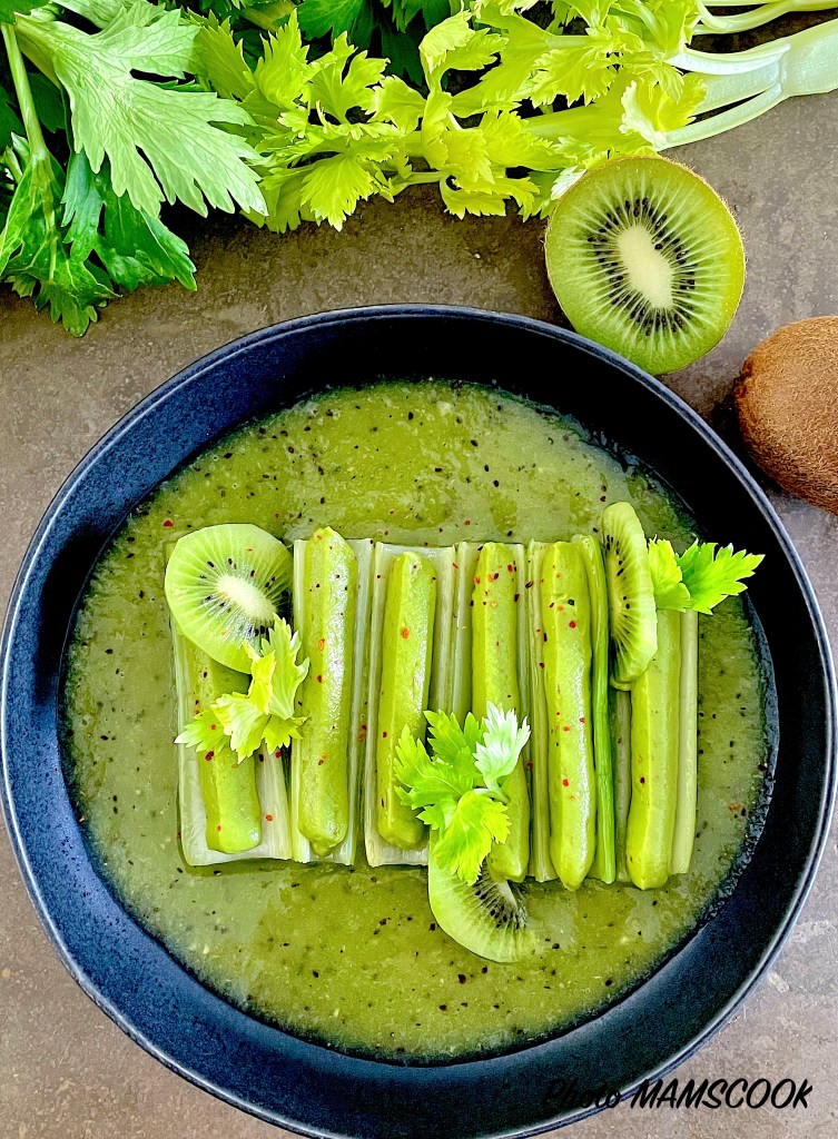 Céleri, avocat, kiwi, l'entrée toute verte par le chef Pierre Augé