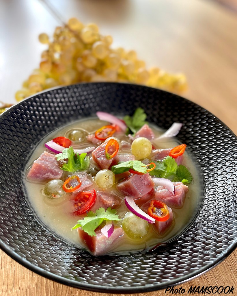 Ceviche de thon rouge au Chasselas de Moissac AOP