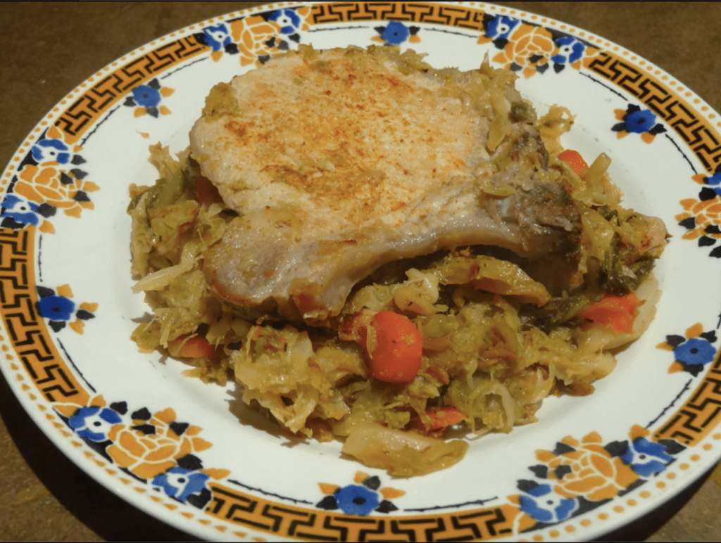 Côtes de porc au chou