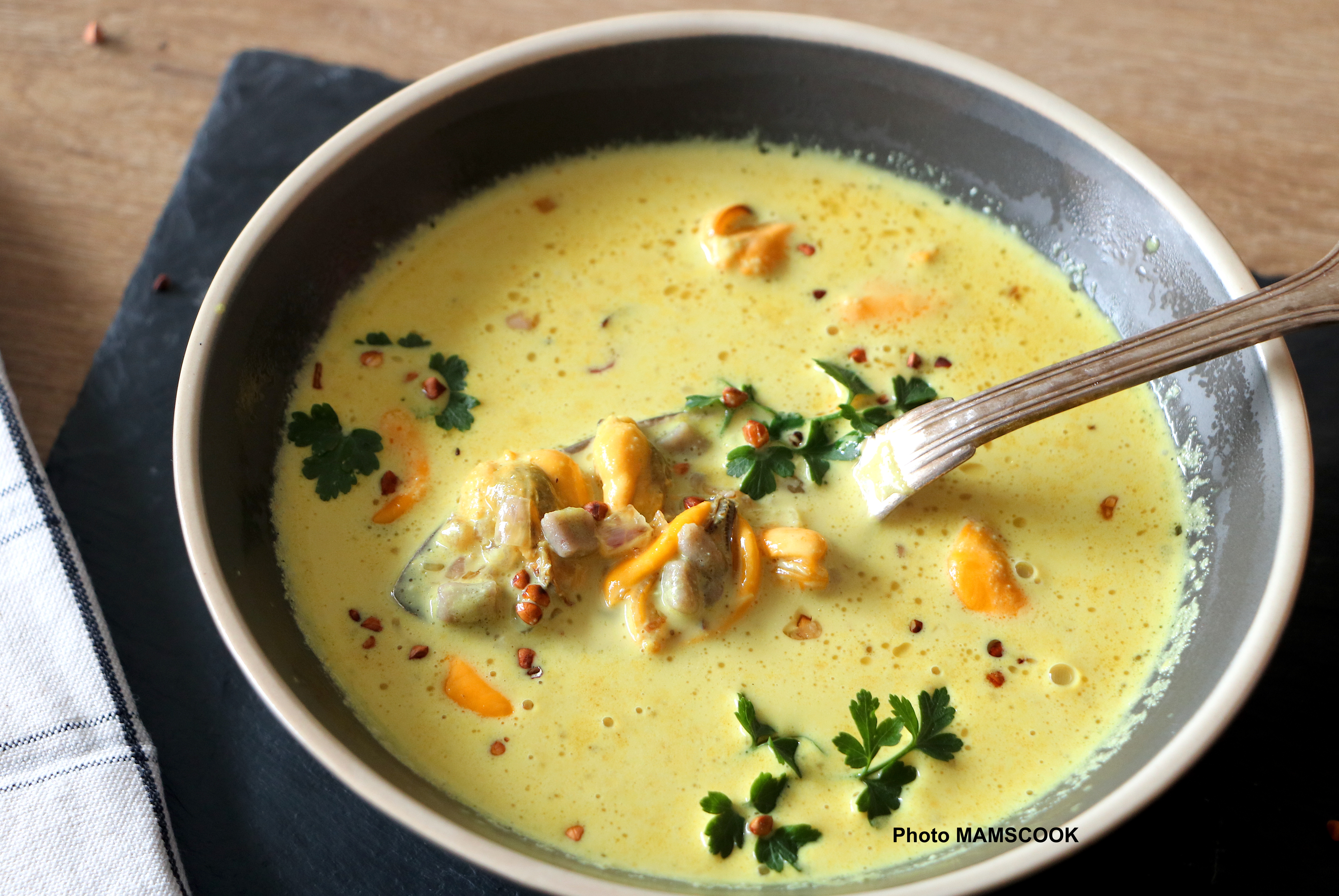 Crème de moules au cidre et au sarrasin, une idée de la Bretagne!