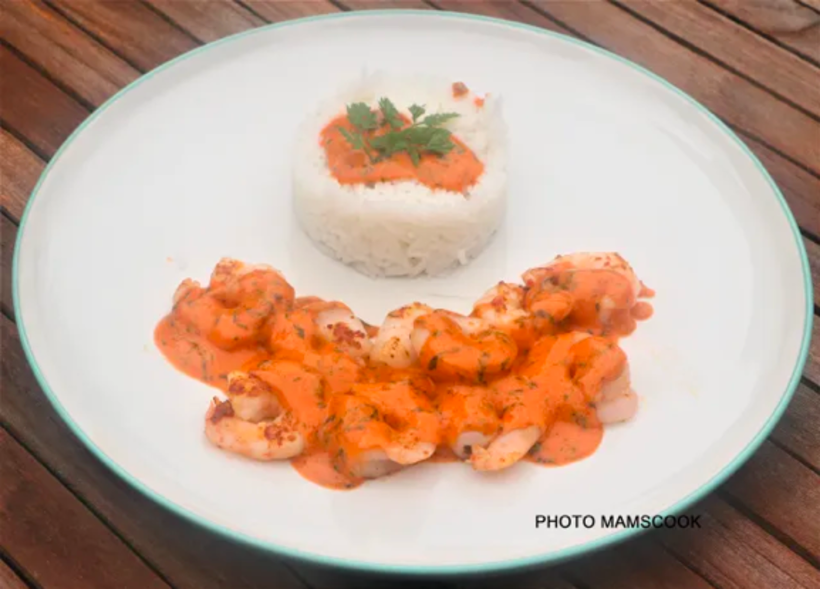 Crevettes sauce crémeuse au cerfeuil