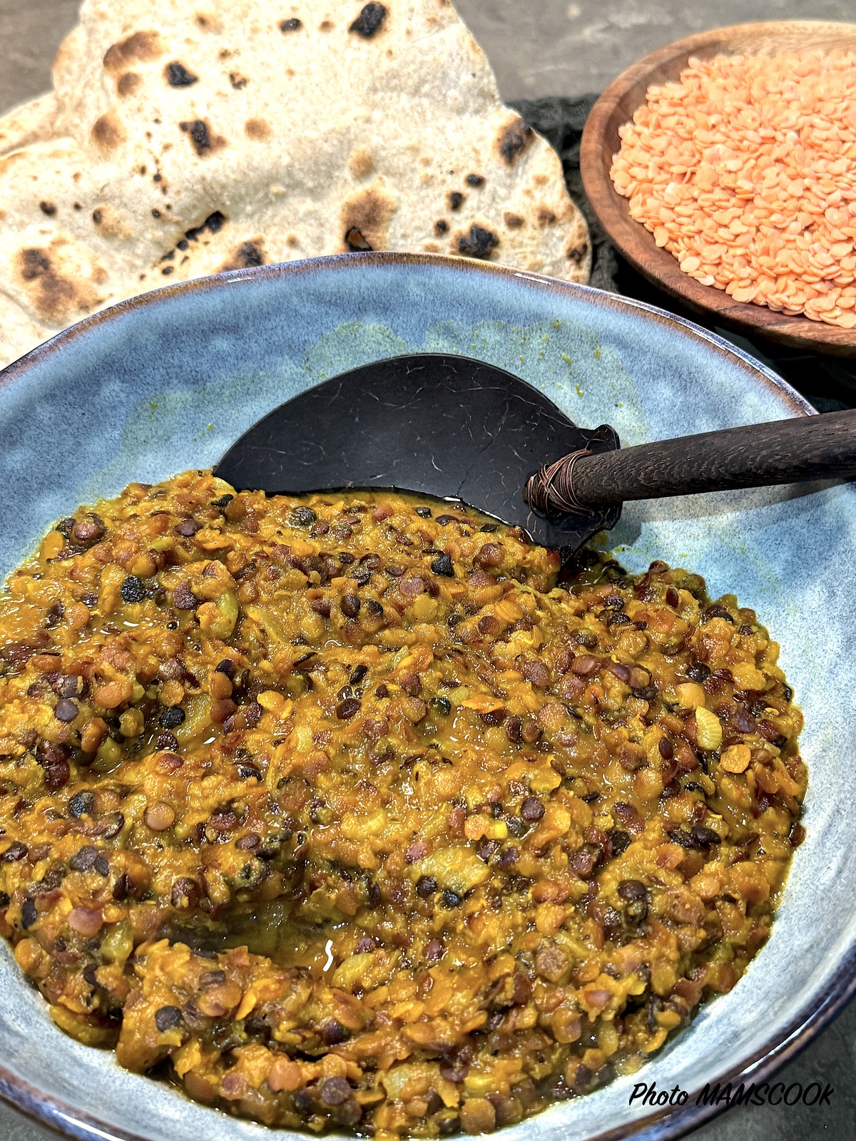 Dal de lentilles grillées