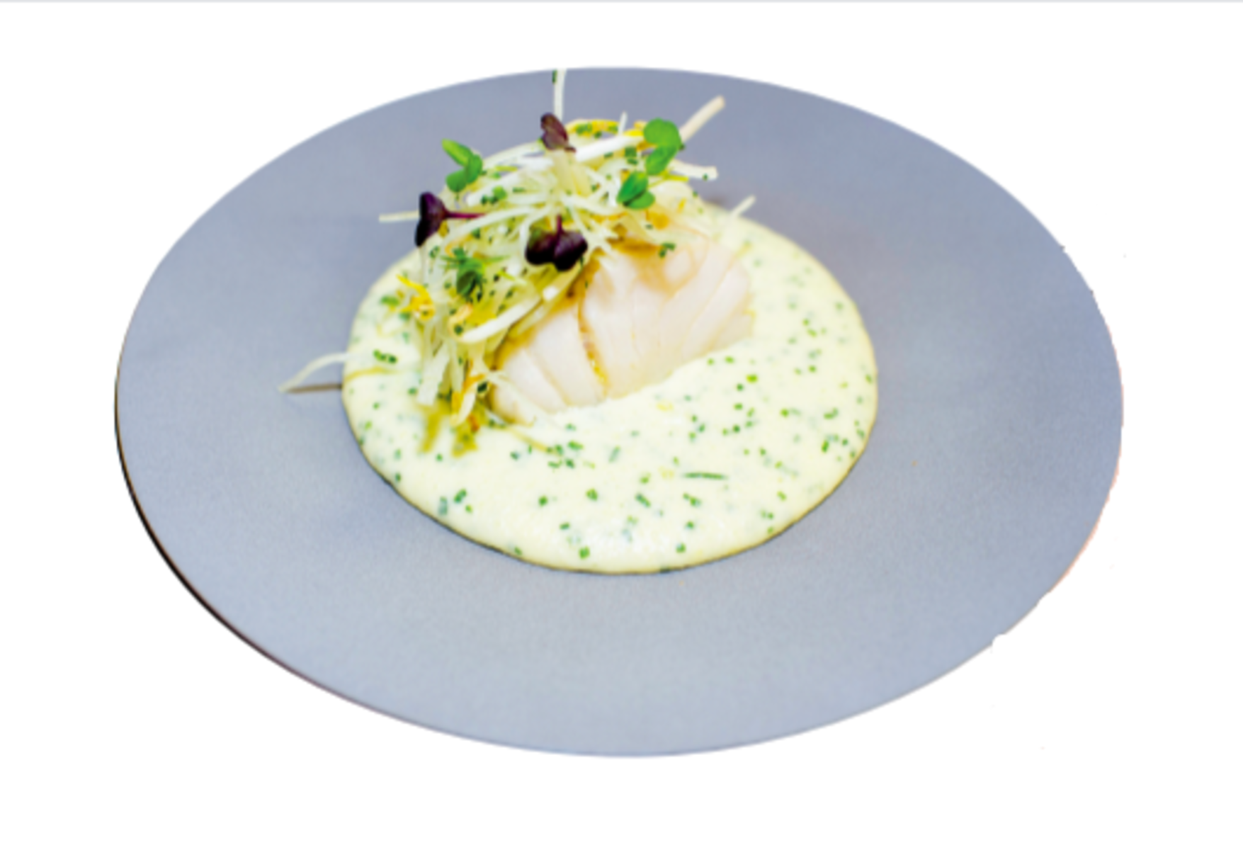 Dos de cabillaud poché à l’huile d’olive parfumée, par Loïc Muller, le chef du restaurant Le Fouquet’s à Toulouse