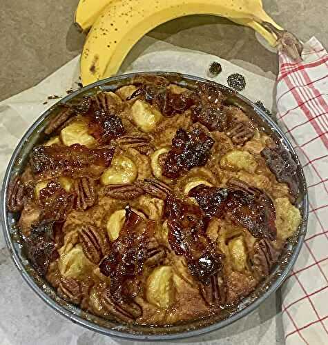 Gâteau brioché à la banane au lard caramélisé et aux noix de Pécan!