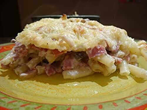 Gratin de macaroni jambon champignon