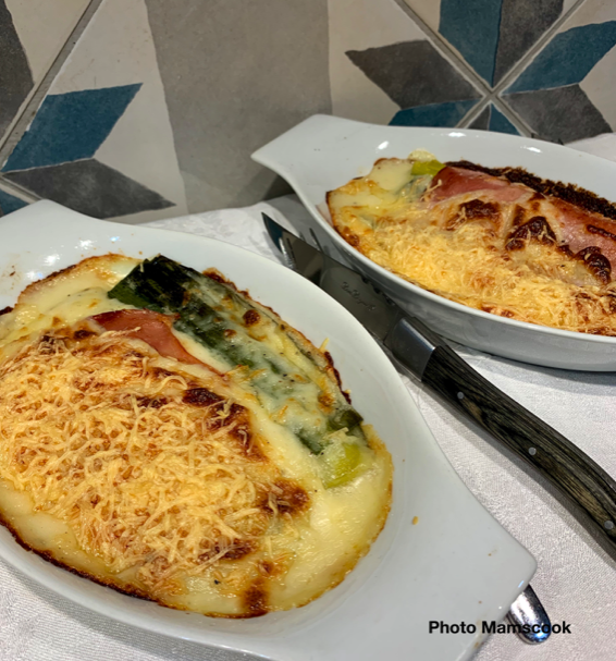 Gratin de poireau au jambon