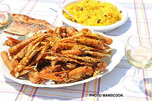 Langoustines au curcuma à la plancha et son riz grillé
