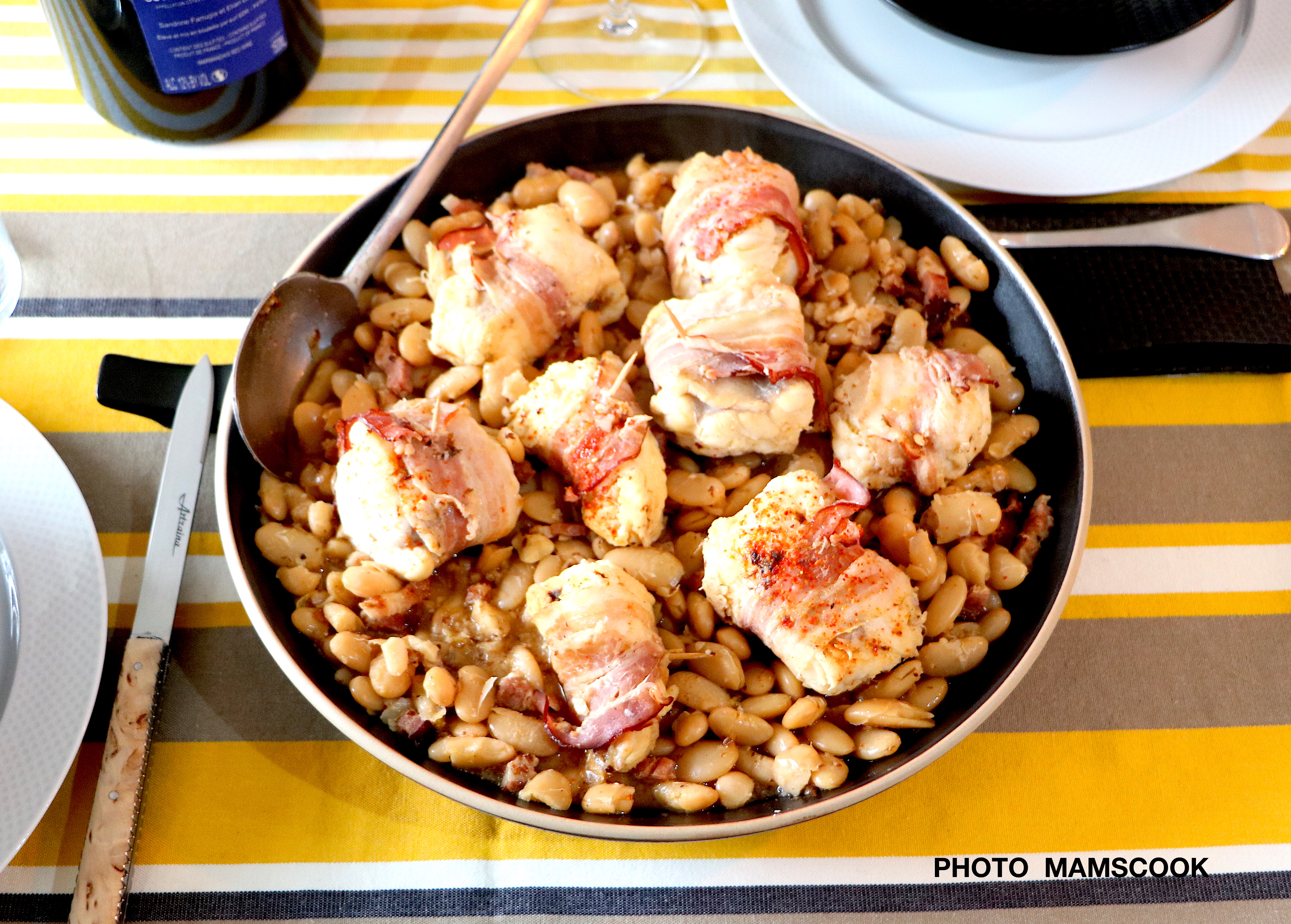 Lotte bardée aux haricots Tarbais