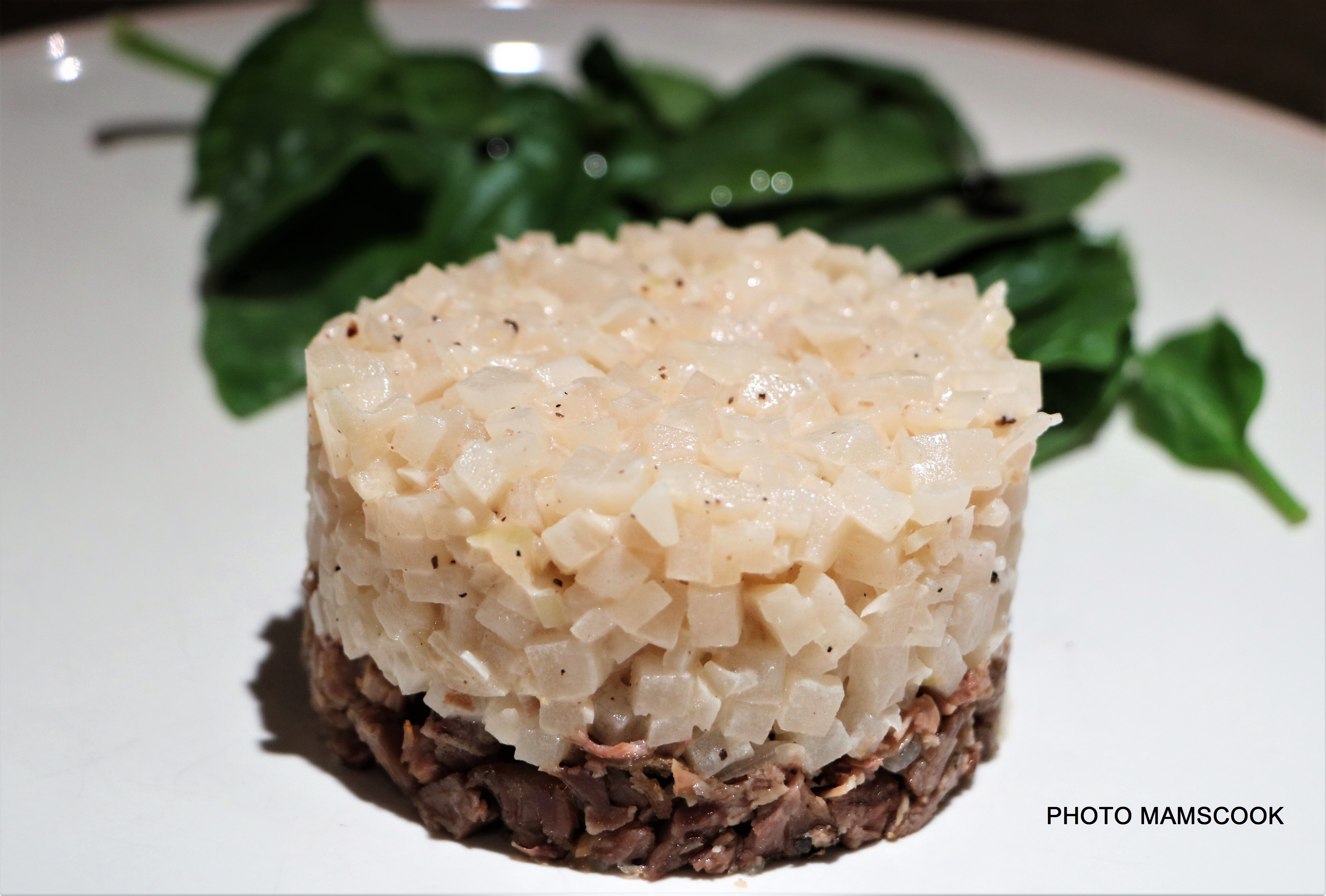 Navets façon risotto au sirop d'érable et au confit de canard