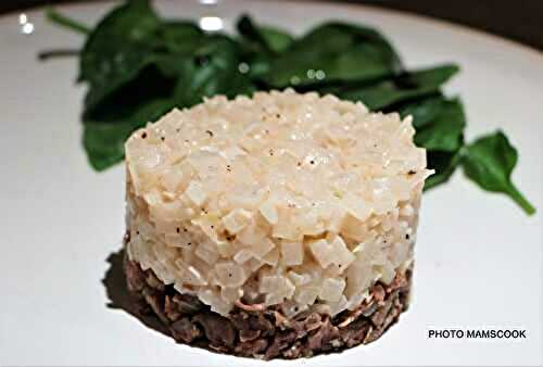 Navets façon risotto au sirop d'érable et au confit de canard