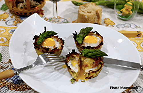 Nid de Pâques aux asperges et oeufs de caille