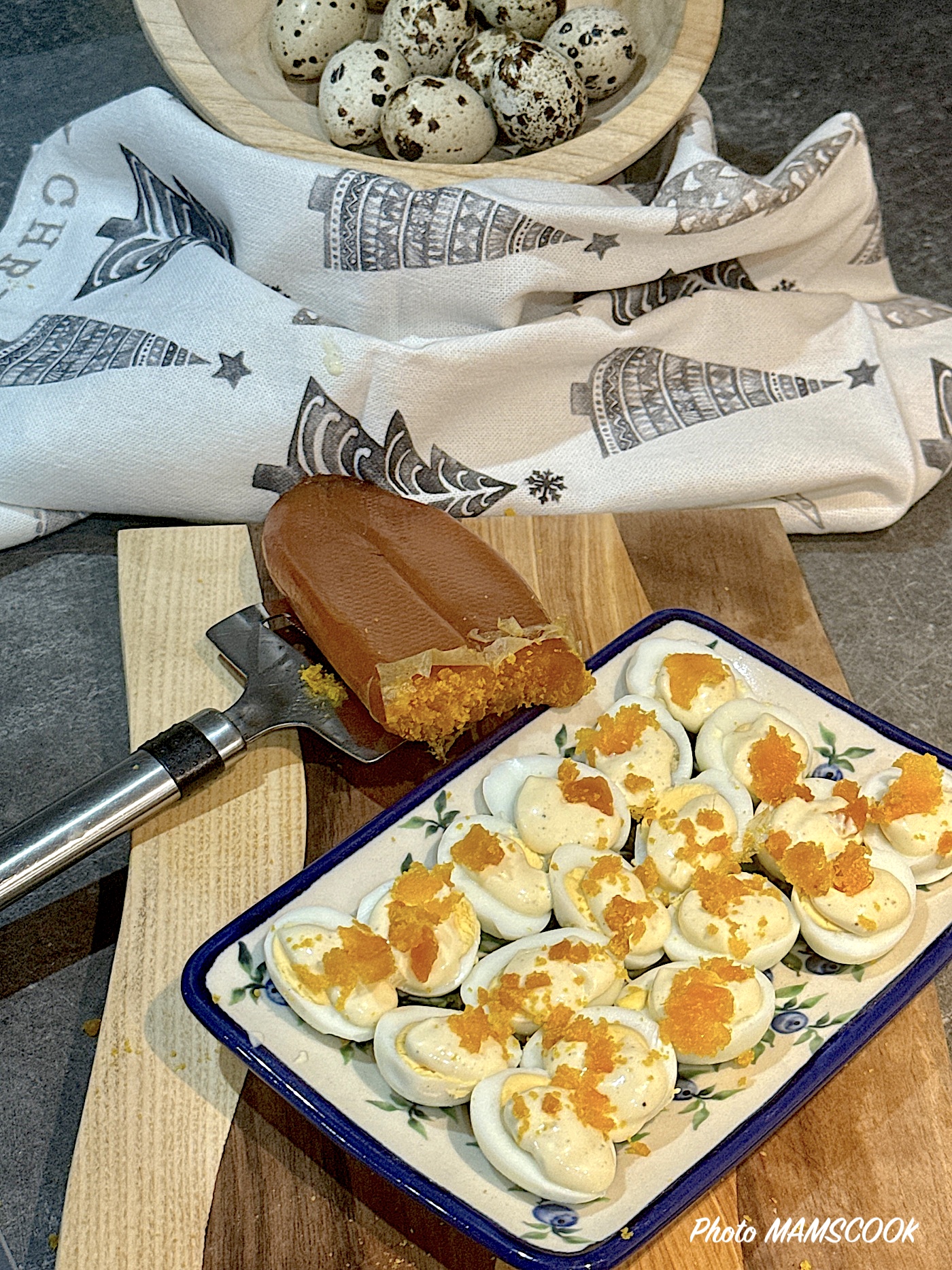 Oeufs (de caille) mayo à la poutargue