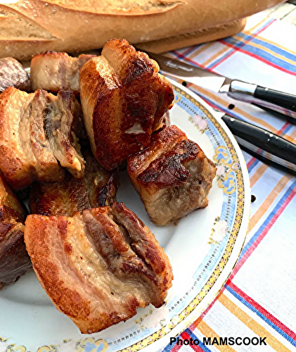 Poitrine de Porc Noir de Bigorre confite encore appelée Rillons ou Rillauds...