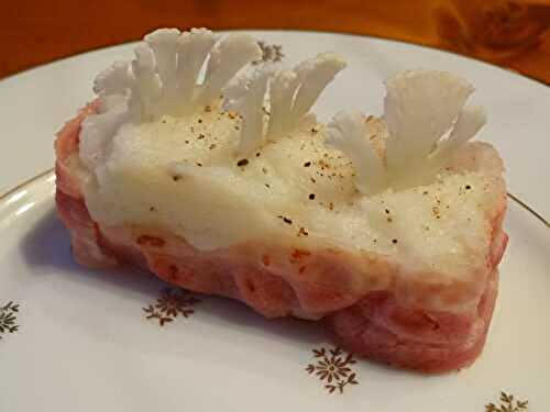 Purée de chou fleur au lard fumé
