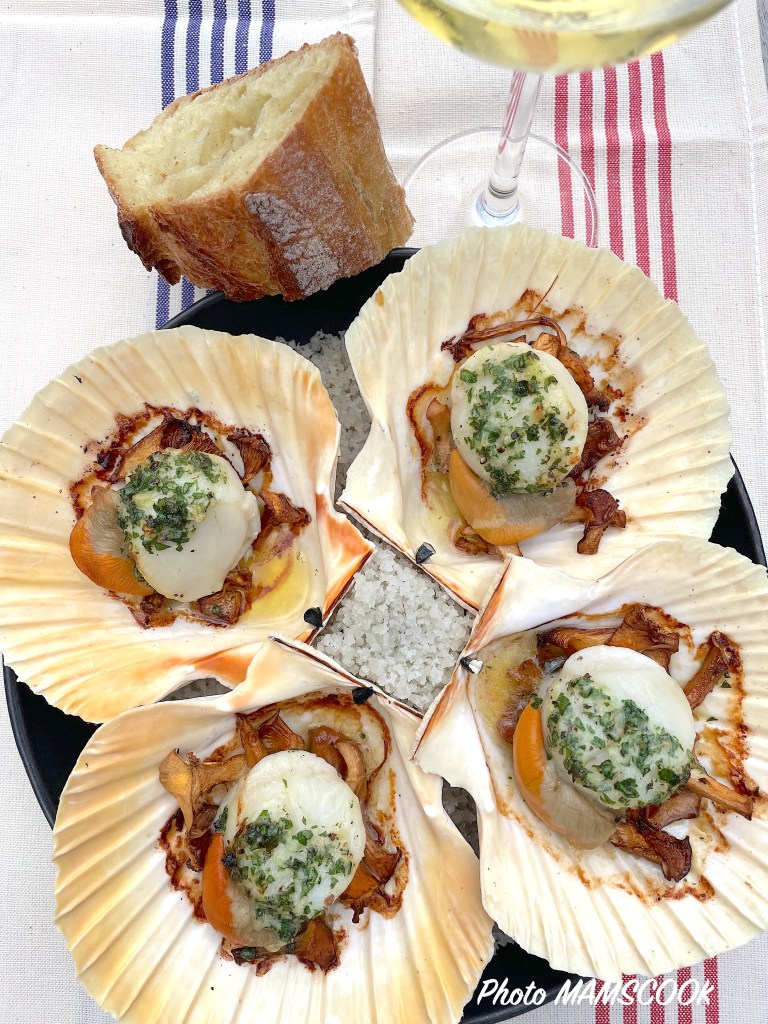 Saint Jacques aux girolles, en coquilles!