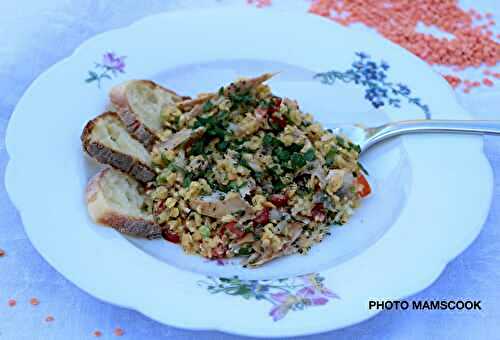 Salade de lentilles corail au maquereau fumé