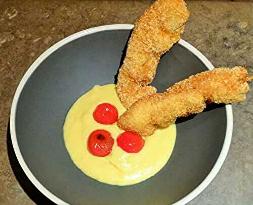 Sticks de dinde au cheddar sur une crème de maïs