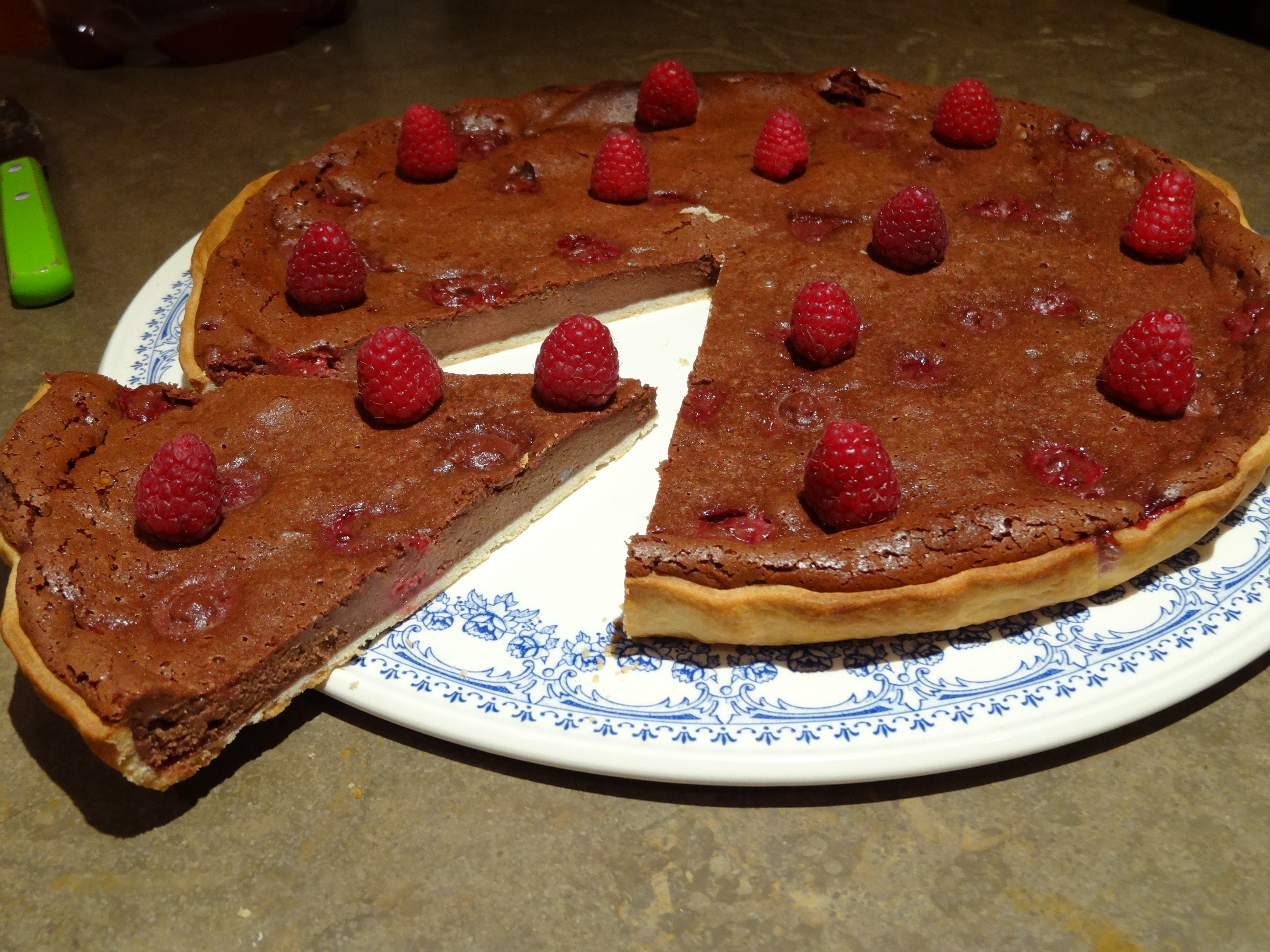Tarte chocolat framboises
