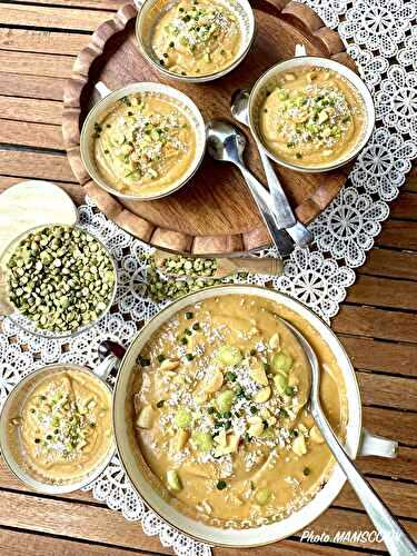 Velouté de pois cassés aux épices et lait de coco, glacé ou pas!
