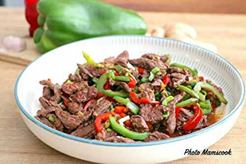 Wok de bavette de Taureau de Camargue AOP aux poivrons et au gingembre