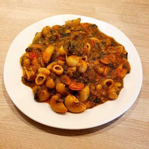 One post pasta épinards-tomates (380 Kcal)