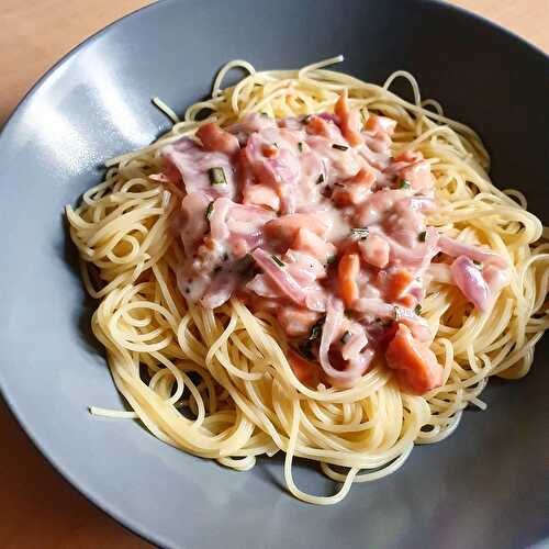 Spaghettis au saumon (504 Kcal)