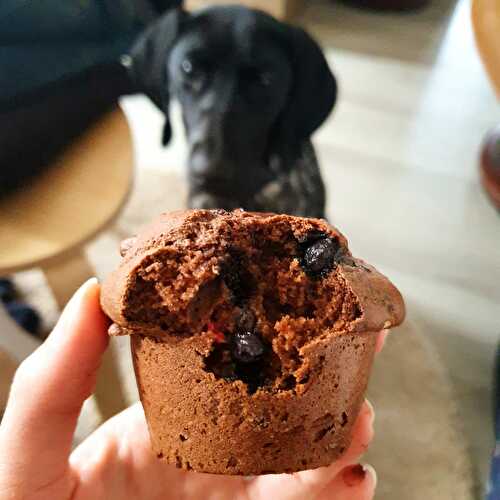 Muffins fruits rouges - chocolat au cœur fondant (208 Kcal)