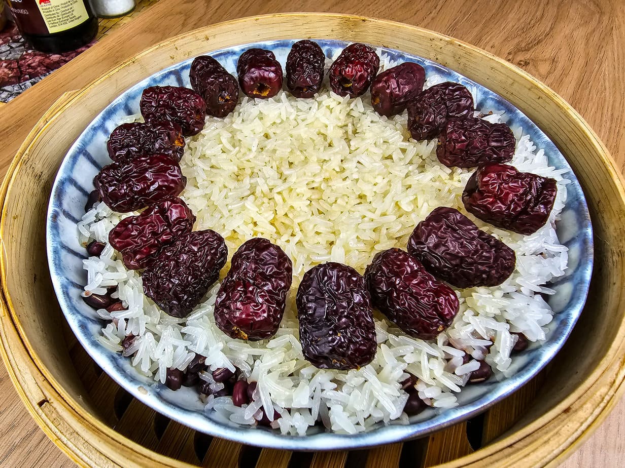 Riz gluant aux haricots rouges