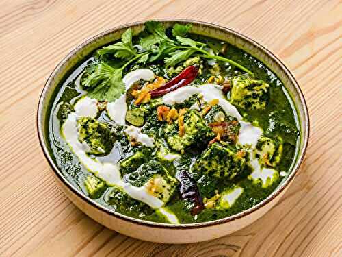 Lasooni Palak Paneer (épinards à l’ail, paneer et tadka)