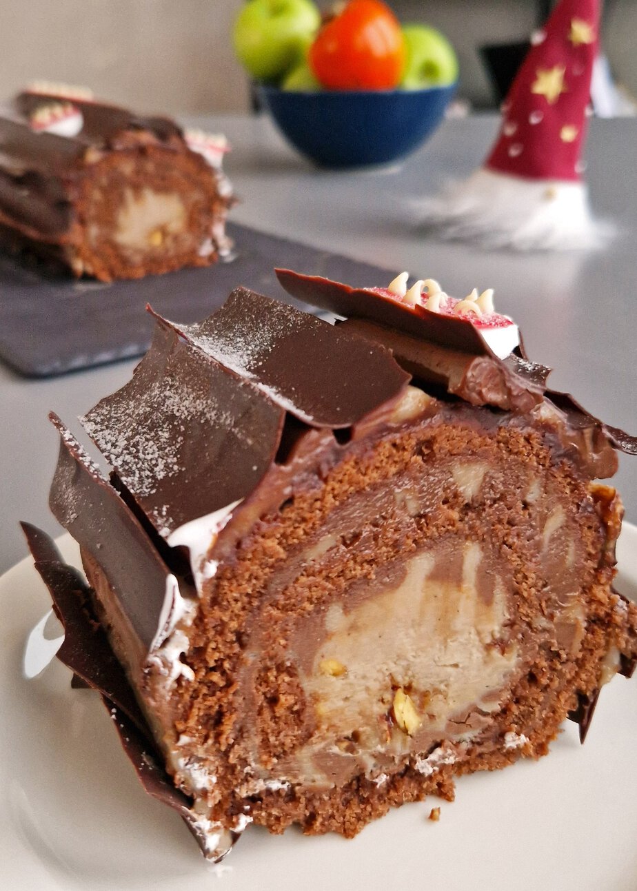 Bûche sans gluten chocolat et châtaigne