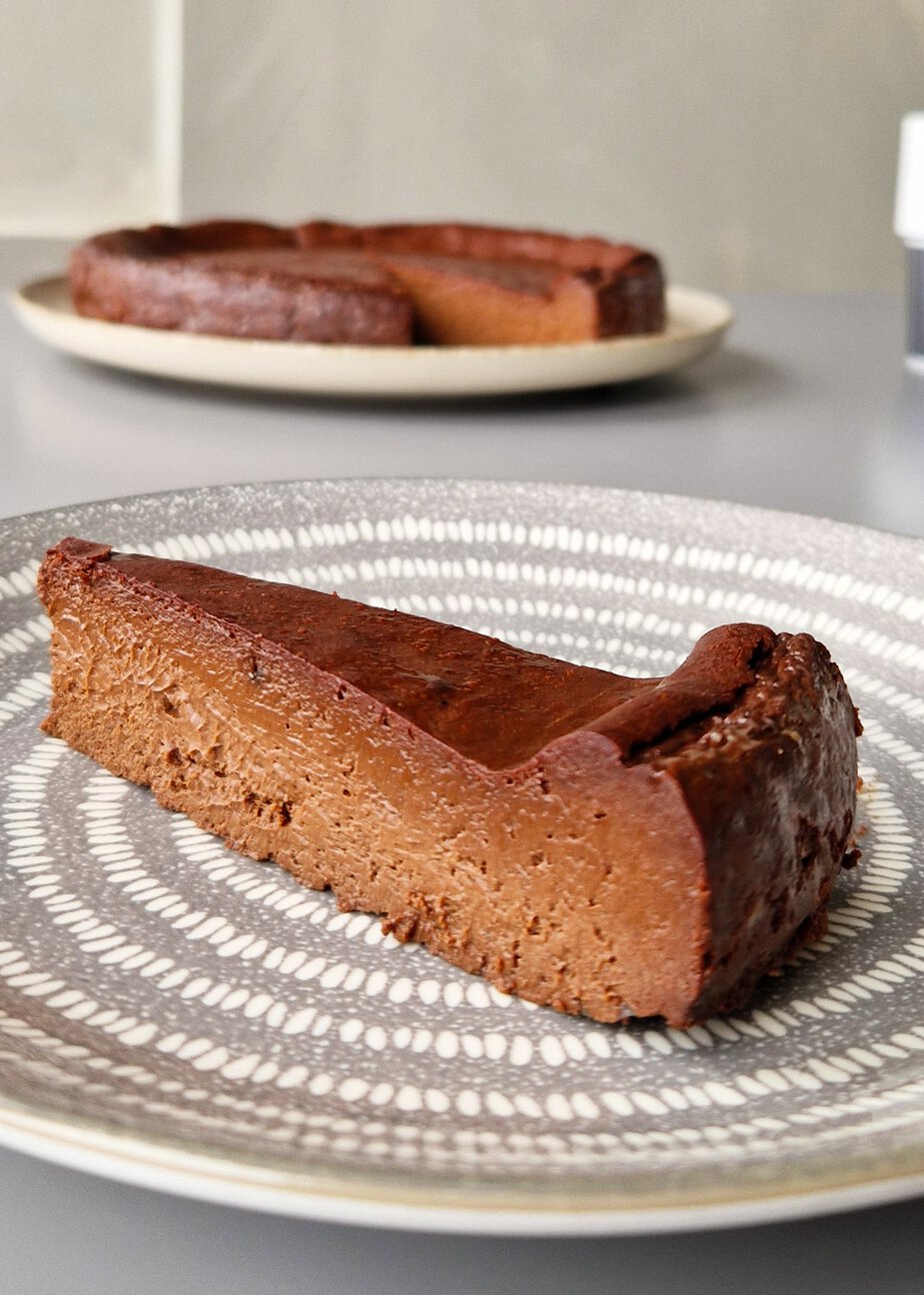 Cheesecake basque chocolat sans gluten allégé