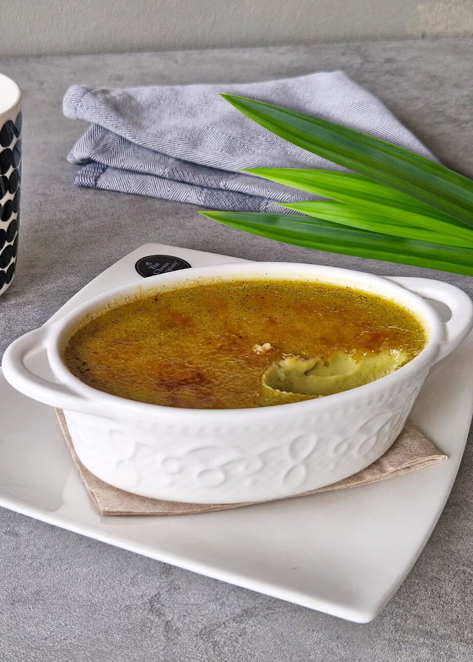 Crème brûlée au pandan sans gluten et sans lactose