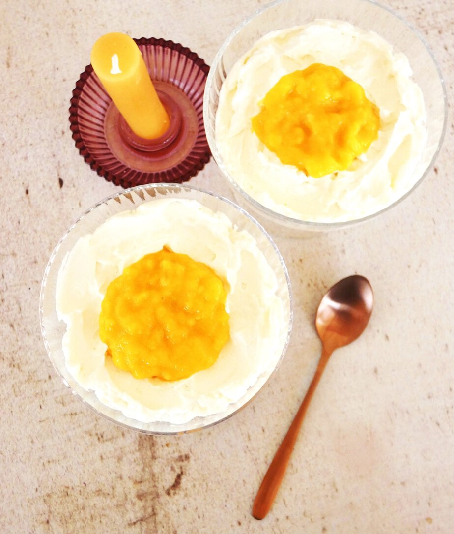 Dessert de Pâques, oeufs de mascarpone à la mangue