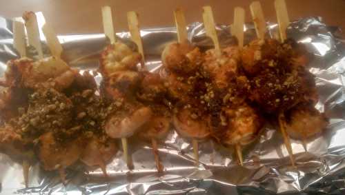 Brochettes de crevettes au saté