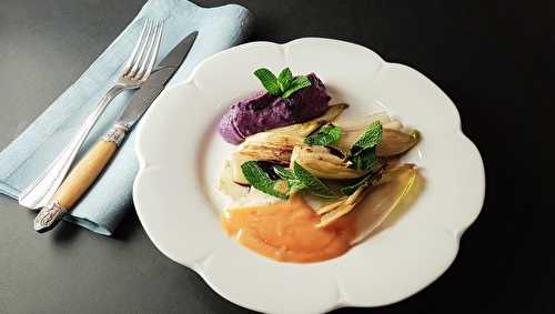 Endives aux oranges sanguines et mousseline de chou rouge