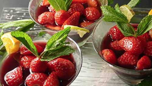 Fraises sur granité de sangria