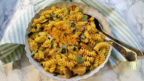 Fusilli au veau, orange, sauge et safran