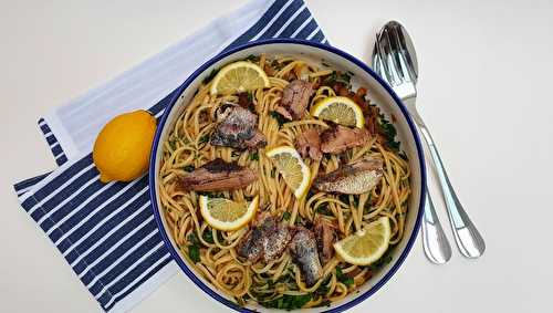 Linguine au citron (beaucoup), ail et anchois