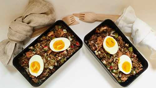 Salade de lentilles et truite pour ma lunchbox (ou un pique-nique)