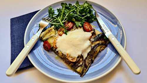 Tarte fine aux aubergines, courgettes, mozzarella