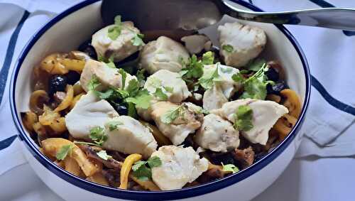 Tajine de poisson au poivrons jaunes