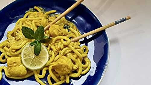 Wok de cabillaud au curcuma et pâtes udon