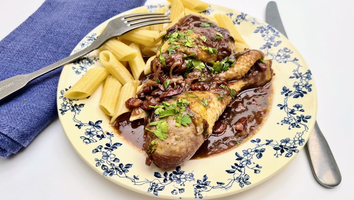 Poulet façon coq au vin