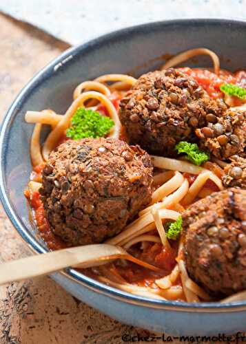 Boulettes de lentilles à la sauce tomate (D’un blog à l’autre #3)