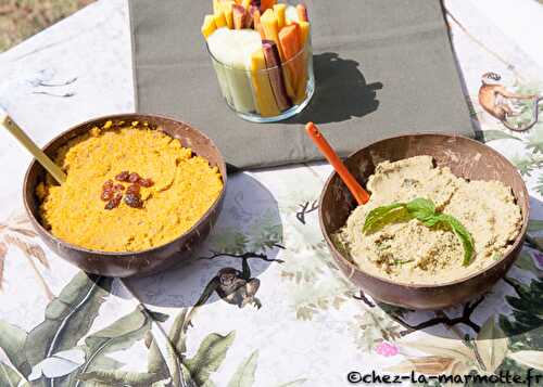 Caviar de carottes épicé et houmous de pois cassé, courgette et menthe