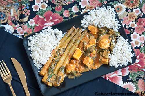 Curry d’asperges et de blettes à la panisse