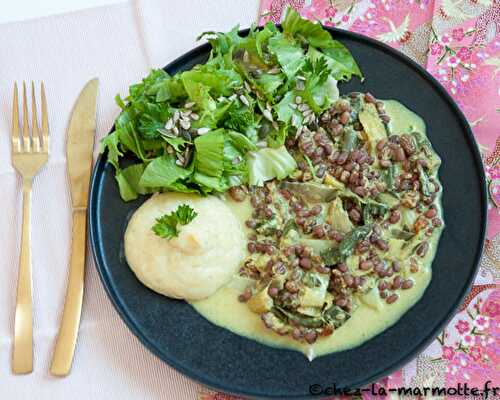 Curry de haricots azukis, rhubarbe et raisins secs (La rhubarbe côté salé)