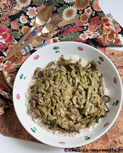 Curry de haricots verts et champignons