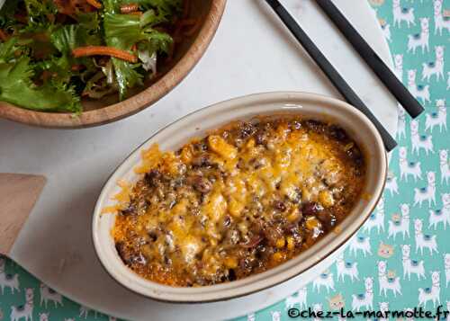 Gratin de céréales et légumineuses au cheddar