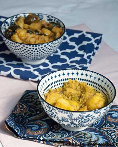 Navets confits au curcuma et tajine de pommes de terre à l’ail et aux olives